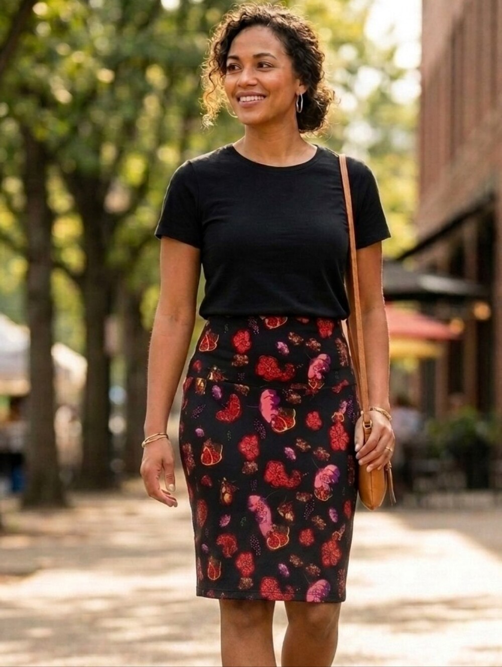 NWT LuLaRoe Cassie Pencil Stretch Knit Skirt Black Floral Butterfly Print Sz XL